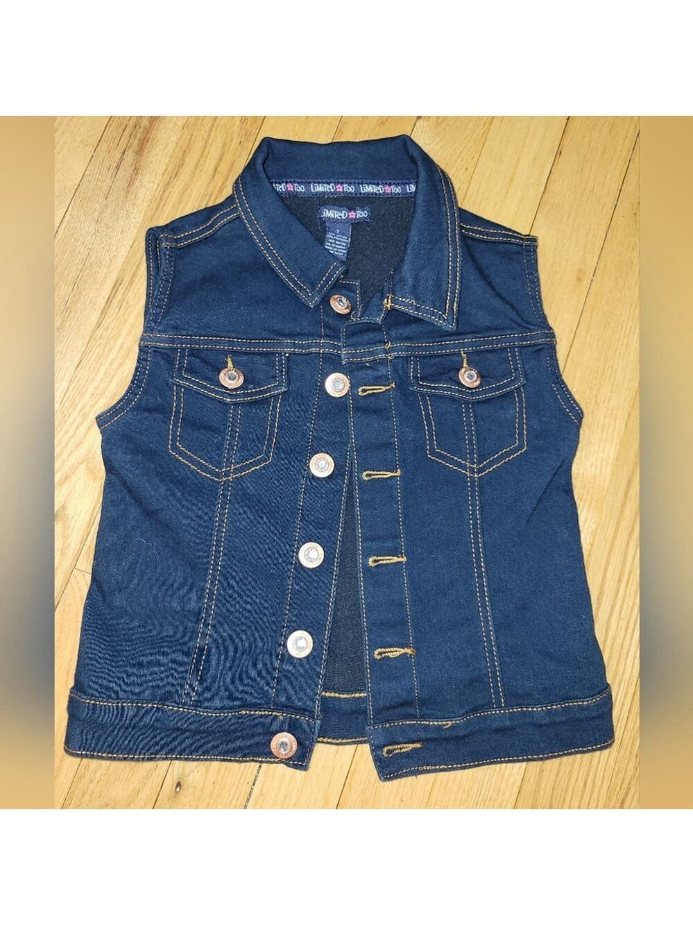 Limited Too Girls 7 Denim Vest - Dark Blue
